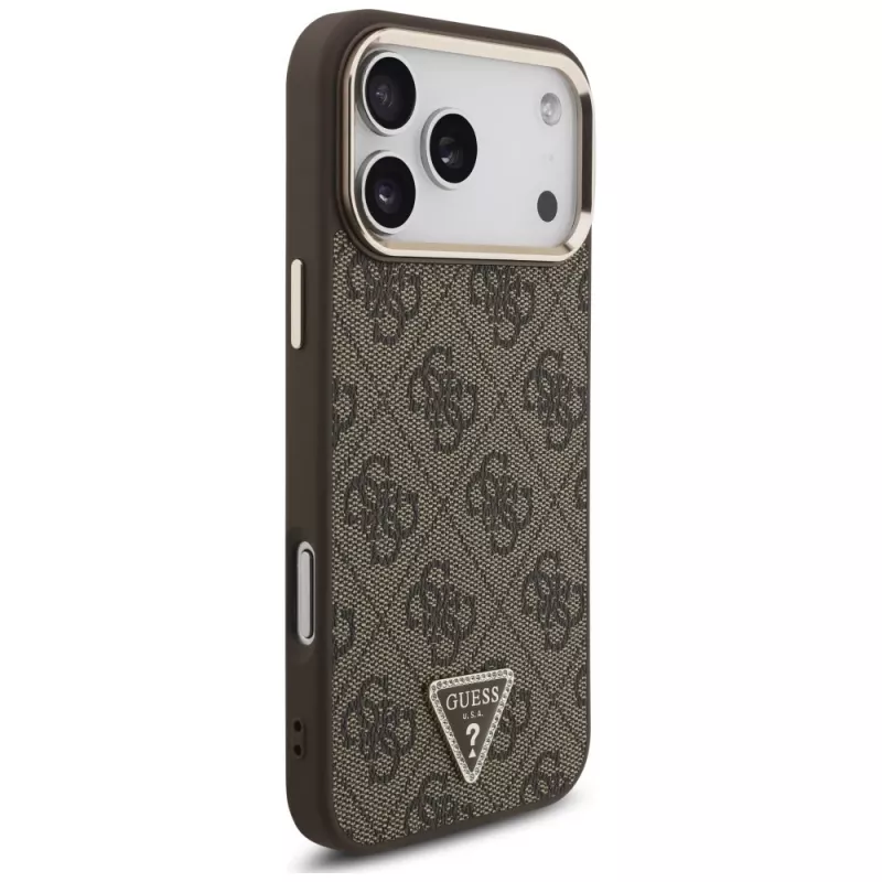 GUESS 4G Triangle Logo MagSafe-hoes voor iPhone 18 Pro Max / 17 Pro Max - bruin
