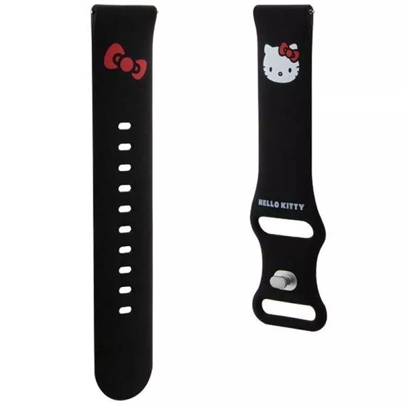 Hello Kitty universele siliconen armband met Kitty-kop-design, zwart, 20mm