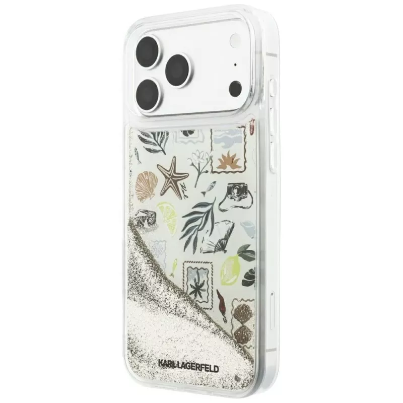 Karl Lagerfeld Liquid Glitter Beach & Sand hoes voor iPhone 18 Pro Max / 17 Pro Max – beige