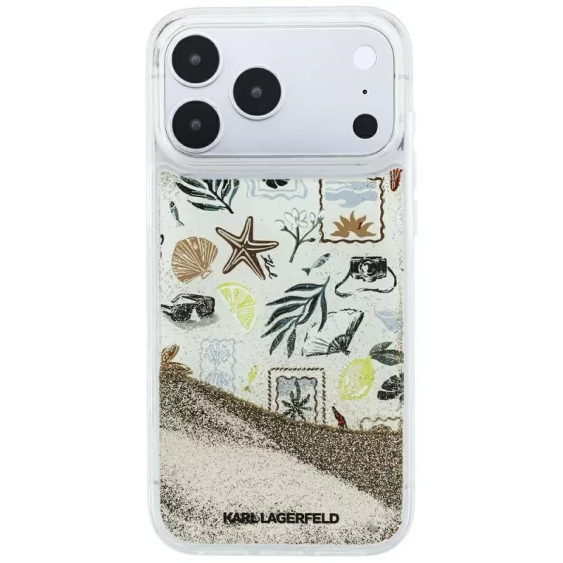 Karl Lagerfeld Liquid Glitter Beach & Sand hoes voor iPhone 18 Pro Max / 17 Pro Max – beige