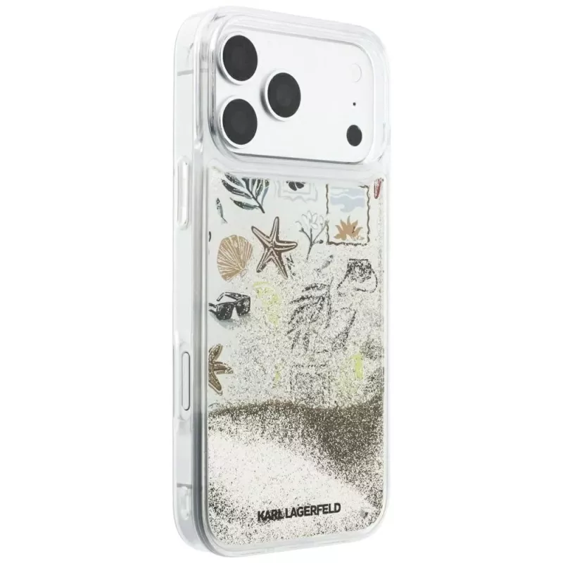 Karl Lagerfeld Liquid Glitter Beach & Sand hoes voor iPhone 18 Pro Max / 17 Pro Max – beige