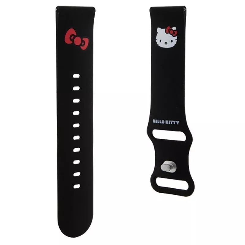 Hello Kitty siliconen armband met Kitty-kop voor smartwatches, 22 mm, zwart