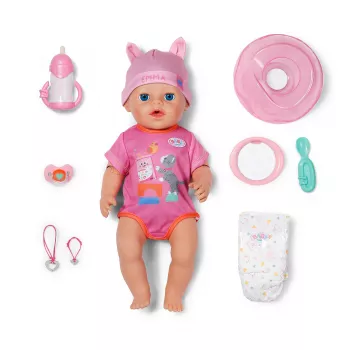 ZAPF CREATION Baby born Emma Click & Play 43 cm interactieve pop met roze rompertje en hoed