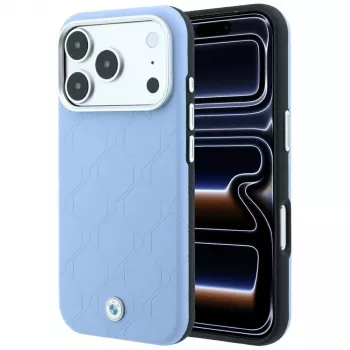 BMW Sign Deboss Quilted Metal Logo MagSafe hoes voor iPhone 17 Pro / 18 Pro - blauw