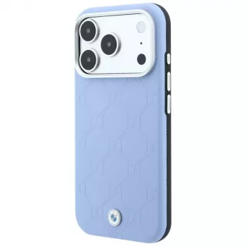 BMW Sign Deboss Quilted Metal Logo MagSafe hoes voor iPhone 17 Pro / 18 Pro - blauw