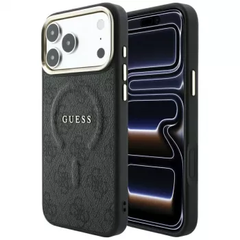 GUESS Embossed 4G Classic MagSafe hoes voor iPhone 17 Pro / 18 Pro - zwart