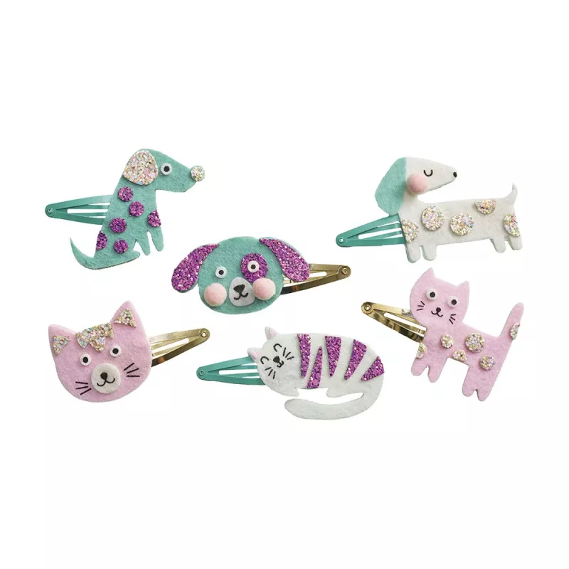 Janod DIY Glitzer Haarspeldjes Knutselset – Honden & Katten, 5+ jaar