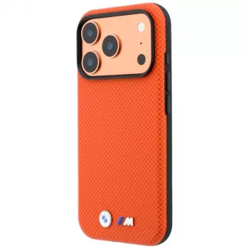 BMW M Quadrille Kevlar Metal Logo MagSafe Hoesje voor iPhone 18 Pro / 17 Pro - Oranje