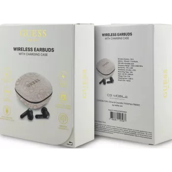 Guess 4G Classic Metal Logo True Wireless earbuds met ENC en oplaadcase (roze)