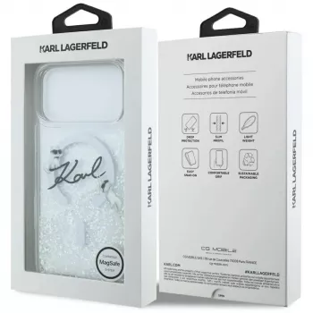 Karl Lagerfeld Liquid Glitter Karl Script Logo MagSafe-hoesje voor iPhone 17 Pro transparant