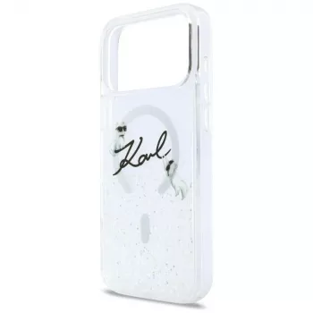 Karl Lagerfeld Liquid Glitter Karl Script Logo MagSafe-hoesje voor iPhone 17 Pro transparant