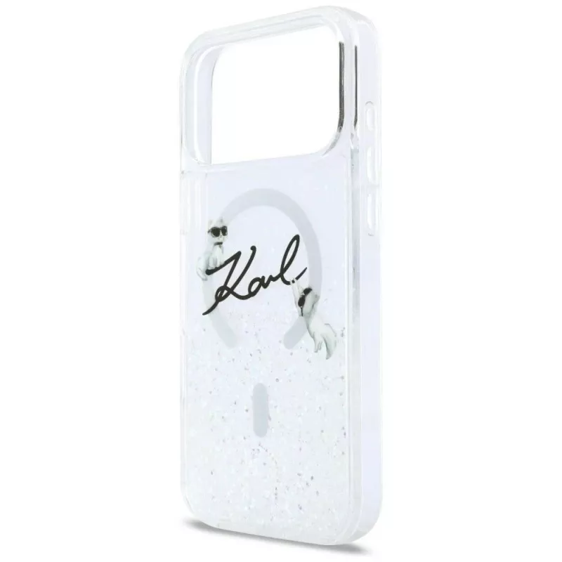 Karl Lagerfeld Liquid Glitter Karl Script Logo MagSafe-hoesje voor iPhone 17 Pro transparant