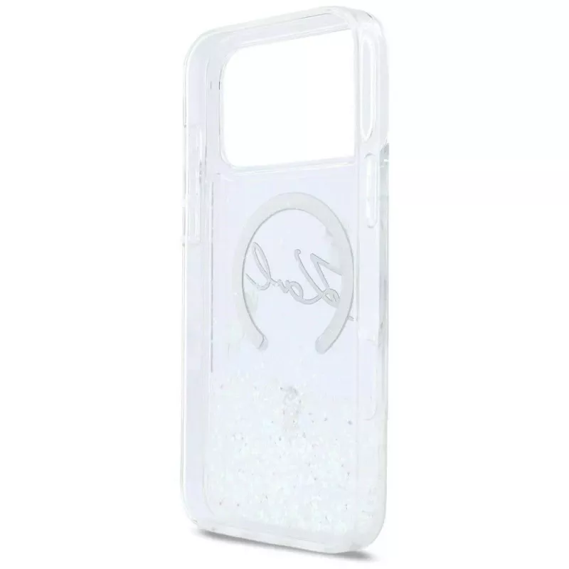 Karl Lagerfeld Liquid Glitter Karl Script Logo MagSafe-hoesje voor iPhone 17 Pro transparant