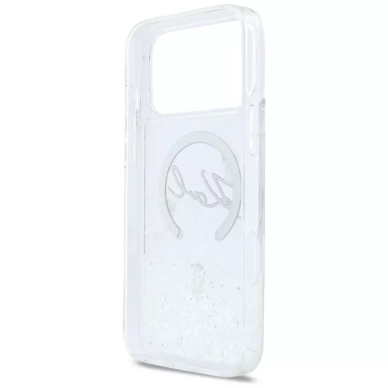 Karl Lagerfeld Liquid Glitter Karl Script Logo MagSafe-hoesje voor iPhone 17 Pro Max, transparant
