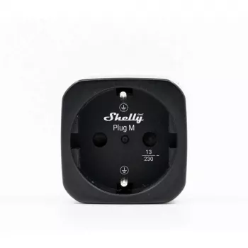 Shelly Plug M Gen3 zwart 2-pack slimme stekker met vermogensmeting, Wi-Fi & Bluetooth, 13A, energiemonitoring, Schuko