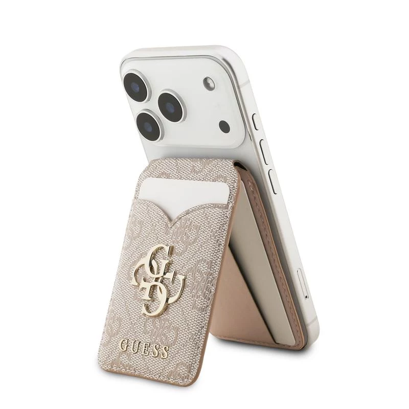 GUESS 4G Stand & Mirror MagSafe wallet case voor iPhone - roze