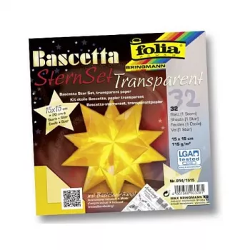 Folia vouwblaadjes Bascetta ster Midi - 32 vel 15x15cm bont gemengd
