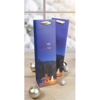 SIGEL GT129 kerstkapel flessengeschenkzakjes, 5-pack, 10 x 10 x 35 cm, meerkleurig