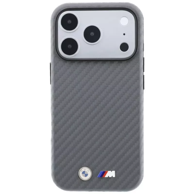 BMW M Carbon Metal Logo MagSafe-hoesje voor iPhone 18 Pro / 17 Pro - grijs