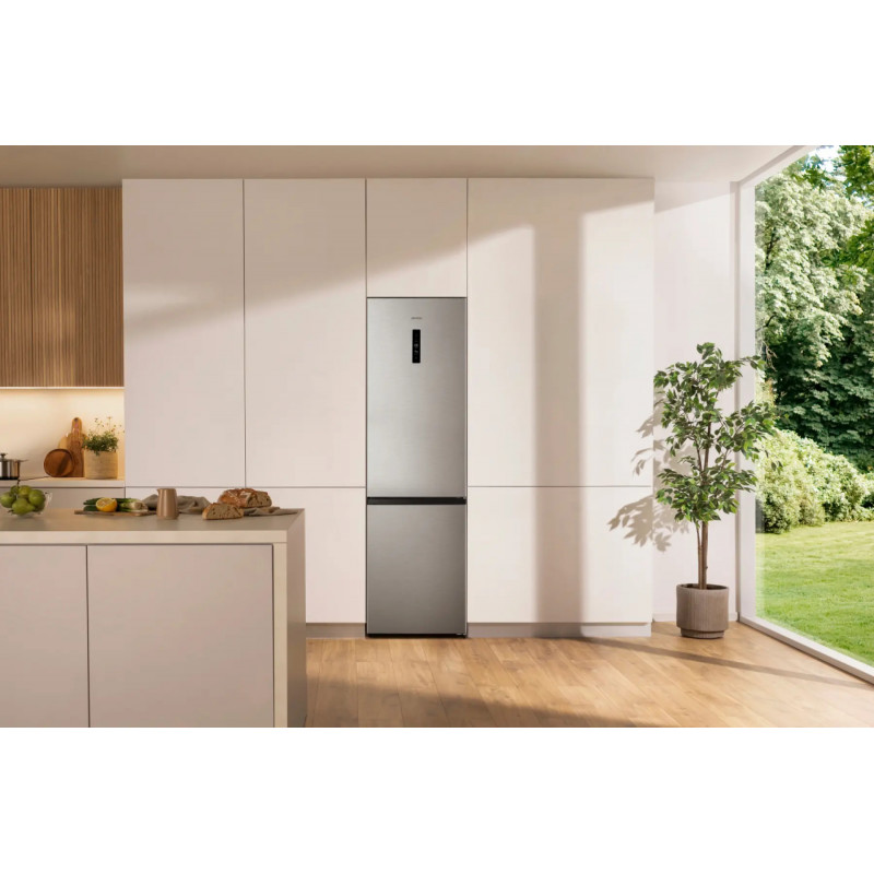 Gorenje NRK620EAXL4 vrijstaande koel-vriescombinatie, 331L totale capaciteit, NoFrost Plus, RVS-look, energieklasse E