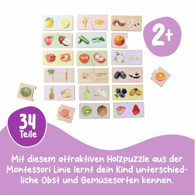 Eichhorn Montessori puzzel - houten stiftpuzzel voor peuters vanaf 12 maanden, FSC 100%