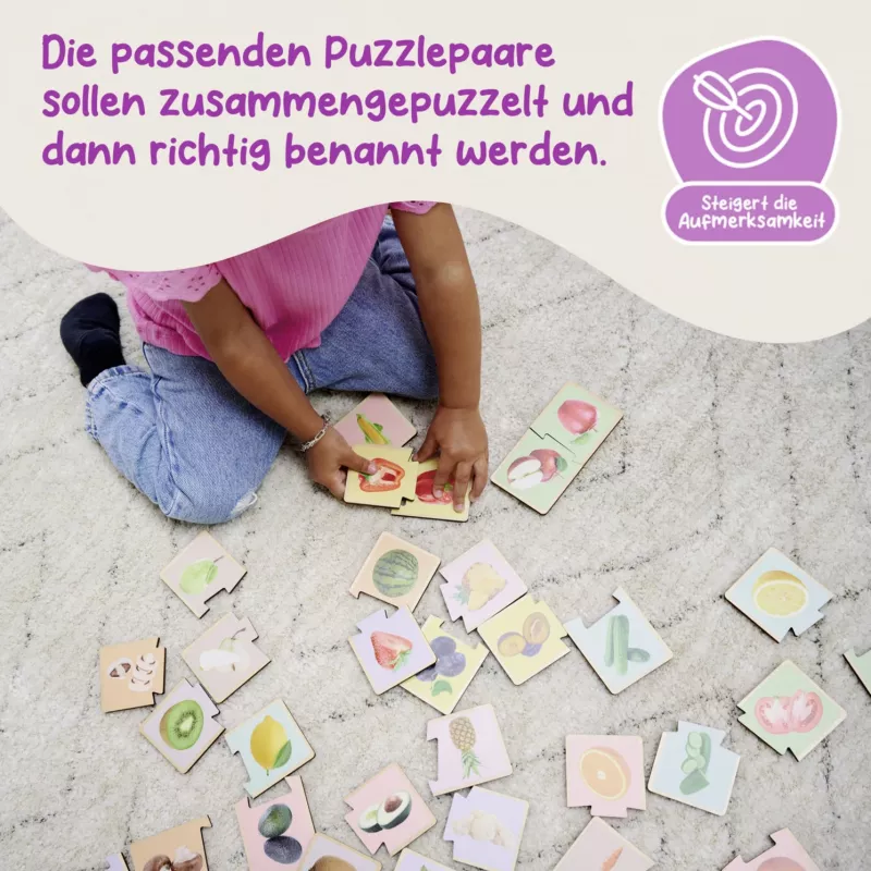 Eichhorn Montessori puzzel - houten stiftpuzzel voor peuters vanaf 12 maanden, FSC 100%