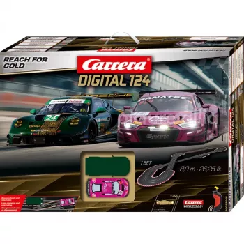 Carrera DIGITAL 124 Reach for Gold slotcar raceset schaal 1:24 met 2 auto's en draadloze controllers