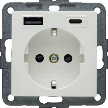 Berker S.1 SCHUKO-stopcontact met USB-C PD 20W, polairwit mat