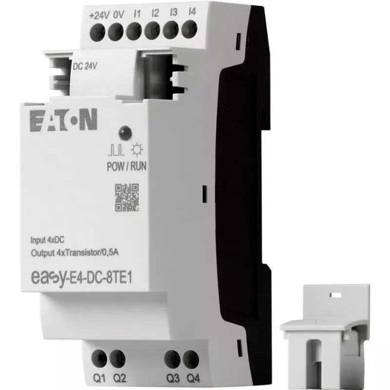 Eaton easyE4 DC 8TE1 digitale I/O-uitbreidingsmodule, 4DI/4DO, 24V DC, transistor PNP