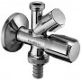 VALVE hoekventiel 1/2 inch x 1/2 inch x 3/4 inch buitendraad, verchroomd messing, dubbele uitloop met terugslagklep