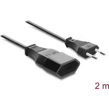Delock eurostekker-verlengkabel CEE 7/16 stekker naar contrastekker 2 x 0,75 mm², 2 m, zwart