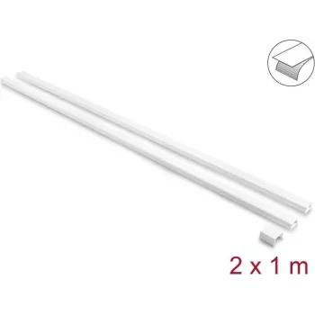 Delock zelfklevende kabelgoot met schuifdeksel 24 x 14 mm incl. verbinder - 1 m lengte, 2-pack, wit