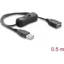 Delock USB-verlengkabel Type-A stekker naar bus met schakelaar 0,5 m zwart