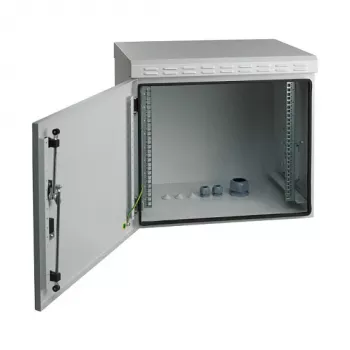 EFB 19 inch wandbehuizing 9U diepte 450mm IP55 voorgemonteerd RAL7035 grijs