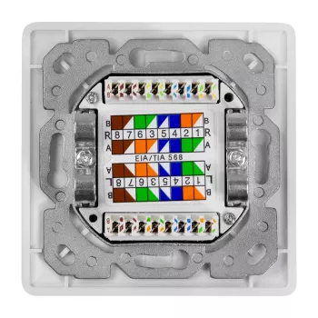 LOGILINK Cat.6A wandcontactdoos 2xRJ45 STP, verticaal, signaalwit