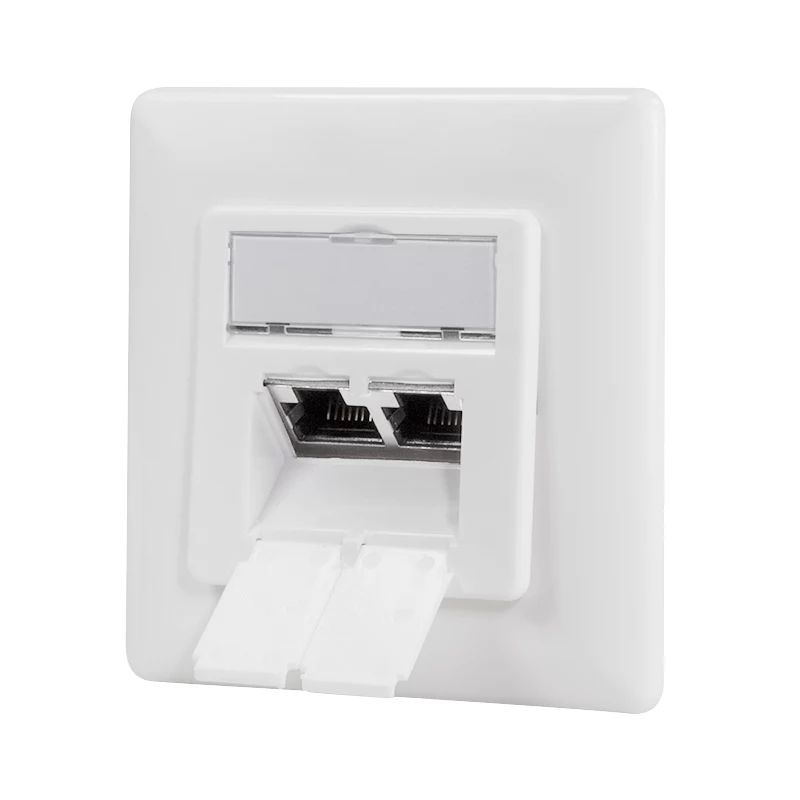 LOGILINK Cat.6A wandcontactdoos 2xRJ45 STP, verticaal, signaalwit