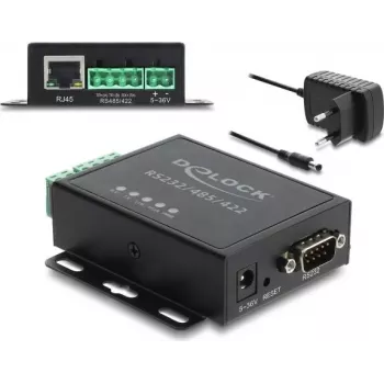 Delock Ethernet LAN converter naar RS-232/RS-485/RS-422 en Modbus RTU/TCP gateway met 1,5 kV isolatie