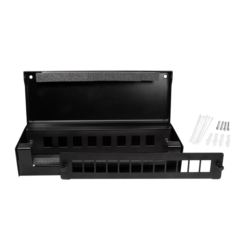 LogiLink consolidatiepunt-box voor 8 of 12 keystone-modules, metaal, zwart