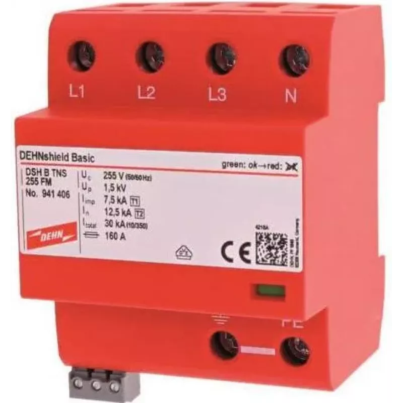 DEHN DSH B TNS 255 FM gecombineerde bliksem- en overspanningsafleider Type 1+2 voor TNS-systemen