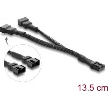Delock Y-fankabel 1 x 4-pins PWM-bus naar 2 x 4-pins PWM-stekker met gevlochten sleeve 13,5 cm zwart