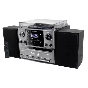 Soundmaster MCD5600SW stereo-muziekcentrum met DAB+ radio, cd-speler, platenspeler, dubbel cassettedeck, Bluetooth, USB-opname - zwart