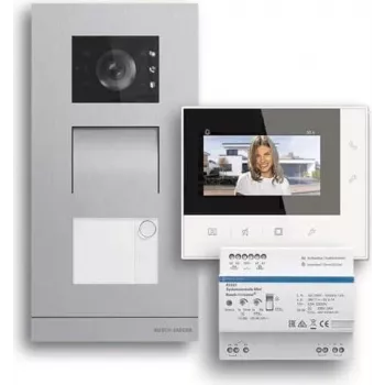 ABB Welcome Basic 2-draads video-deurintercomset voor eengezinswoningen, 7 inch binnenpost, inbouw buitenpost