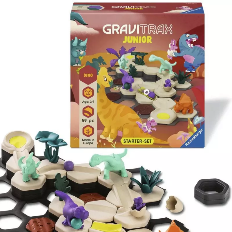 RAVENSBURGER GraviTrax Junior Starter Set S Dino - 102-delige knikkerbaan voor kinderen vanaf 3 jaar