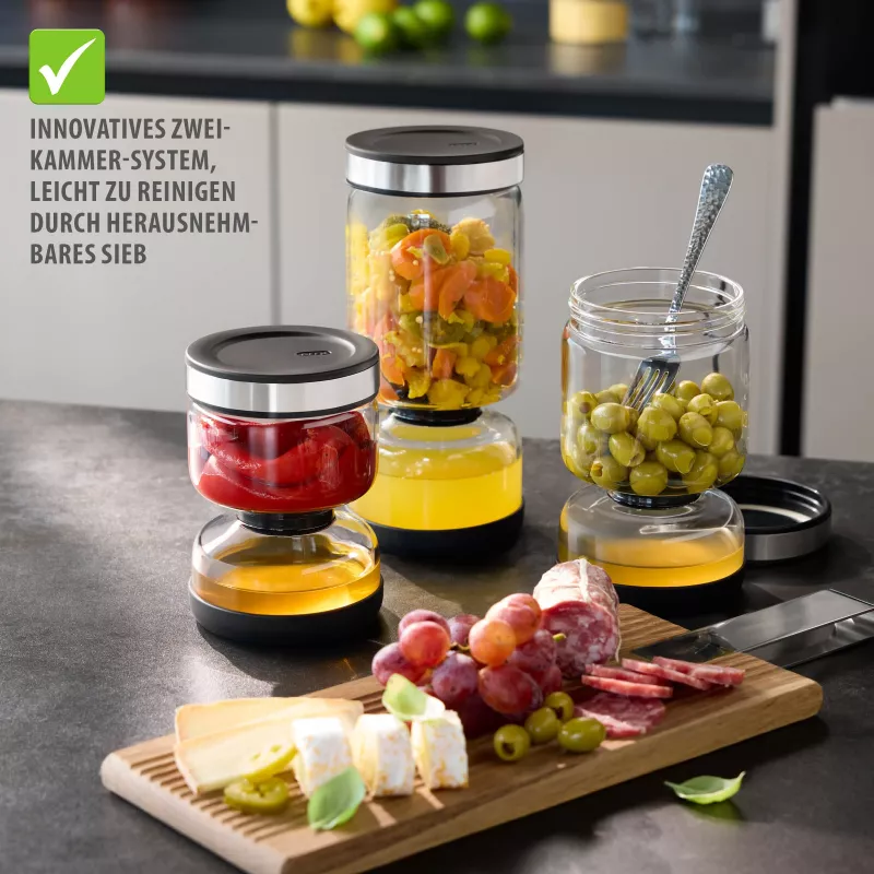 GEFU LAVINA yoghurt- en kwarkzeef glas 1,3 L met RVS zeef