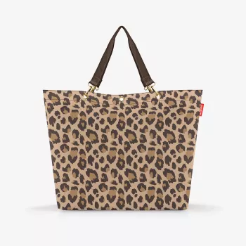 Reisenthel Shopper XL Leo Macchiato – grote boodschappentas van gerecycled PET met luipaardprint, 35 L