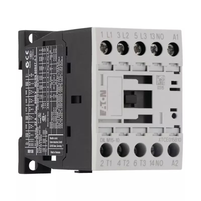 Eaton DILM15-10 24 V DC vermogensschakelaar, 3-polig, 15 A, 7,5 kW, 1 NO hulpcontact