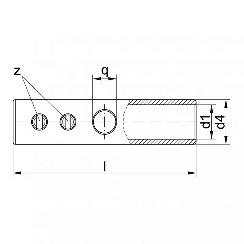 Klauke 553R buis-schroefverbinder, 16 mm², soldeergat, messing, vertind