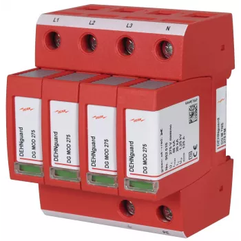 DEHNguard DG M TNS 275 FM type 2 overspanningsafleider, 4-polig, 275 V AC, 40 kA, IP20, DIN-rail