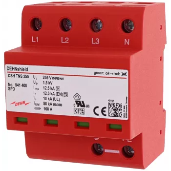DEHN DSH TNS 255 type 1+2 combi-overspanningsafleider voor TN-S-systemen
