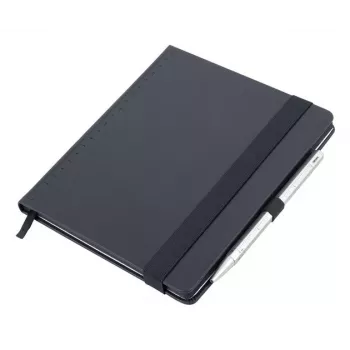 TROIKA BLACK SLIMPAD A5 notitieboek met zilveren pen